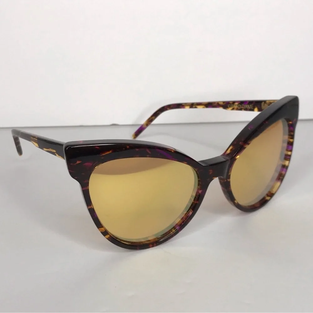 WILDFOX Grand Dame Sunglasses Tortoise Swirl Gold Mirror Lenses RARE